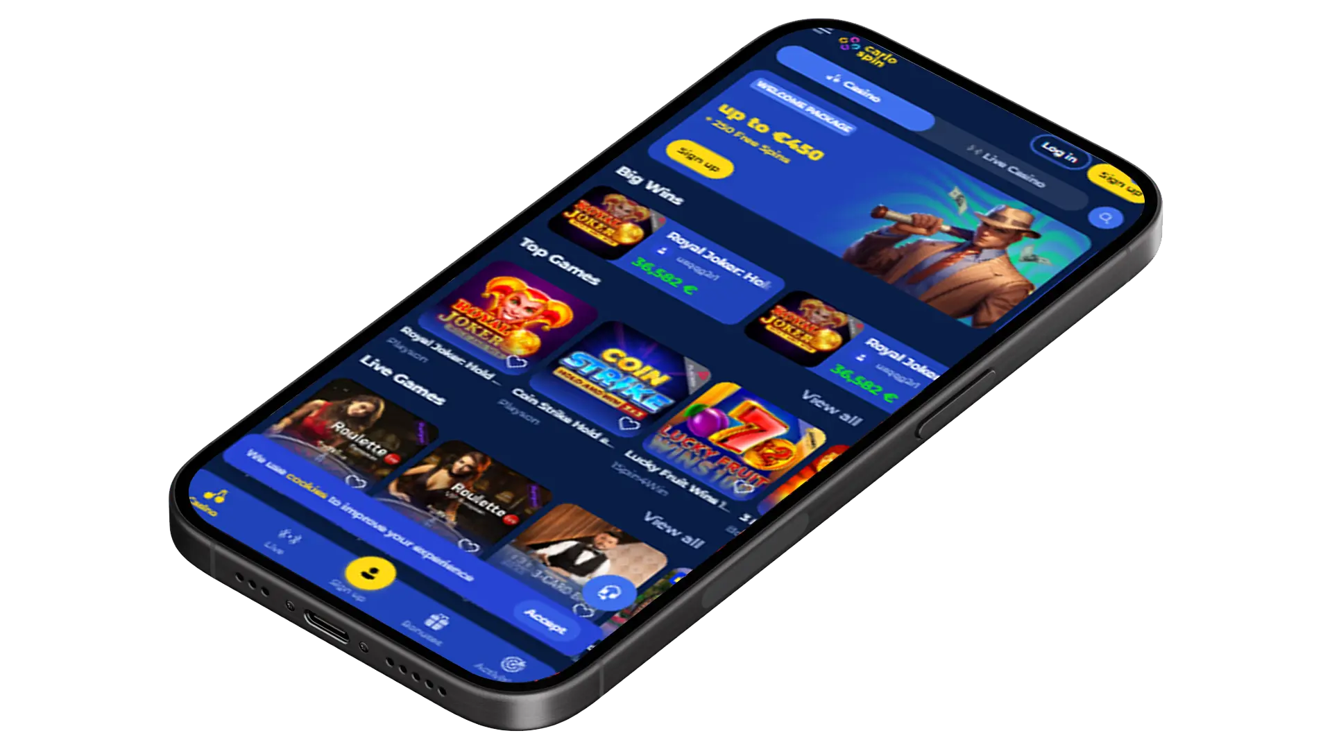 CarloSpin Casino weergegeven op een smartphone